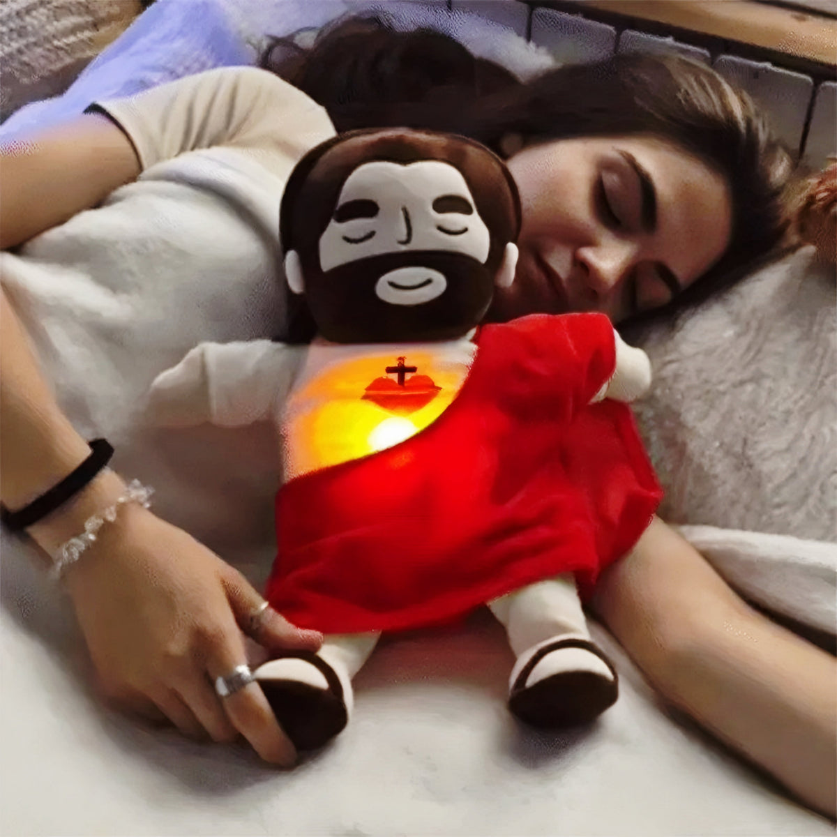 Pelúcia Jesus que Respira – Luz suave no Peito | 38cm