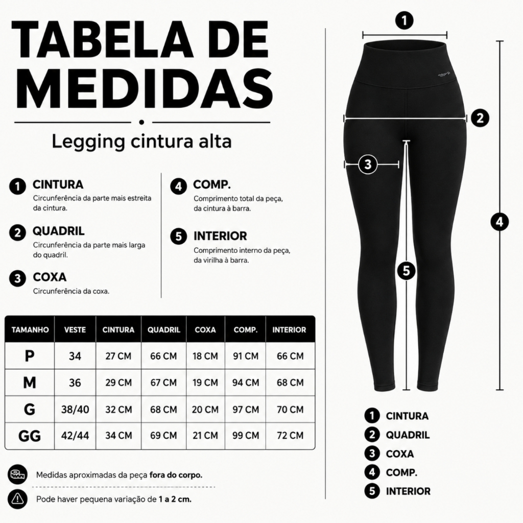 Kit 2 Calças Leggings Cintura Alta e Modeladora Feminina