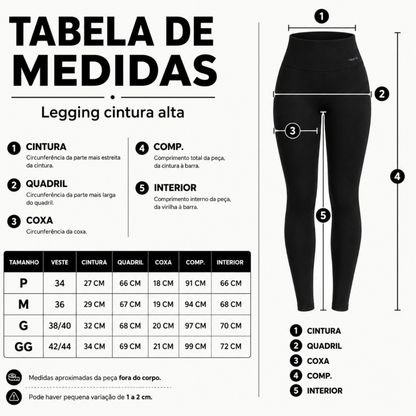 Kit 2 Calças Leggings Cintura Alta e Modeladora Feminina